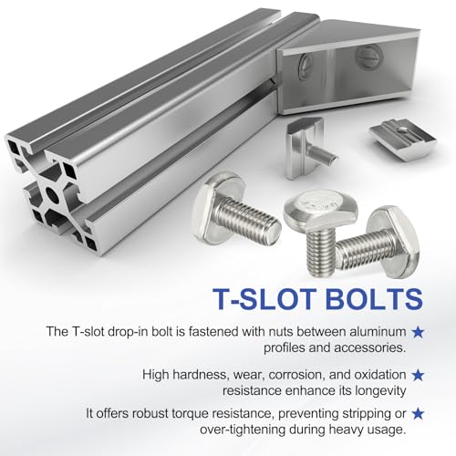 Image of PATIKIL M8 x 16 mm T Slot Bolts, 5 Pcs 304 Stainless Steel Drop-in Bolt T Shape Stud Sliding Screw Metric Thread Hammer Head Bolt for T Track, Silver