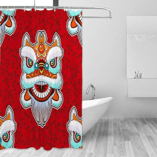 Rideau de douche vintage lavable en machine polyester robuste 168x183