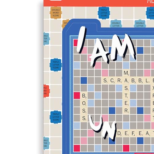 Image of Hasbro Scrabble I Am Undefeated Adhesive Vinyl Decal - Fun Scrabble Sticker for Car or Laptop