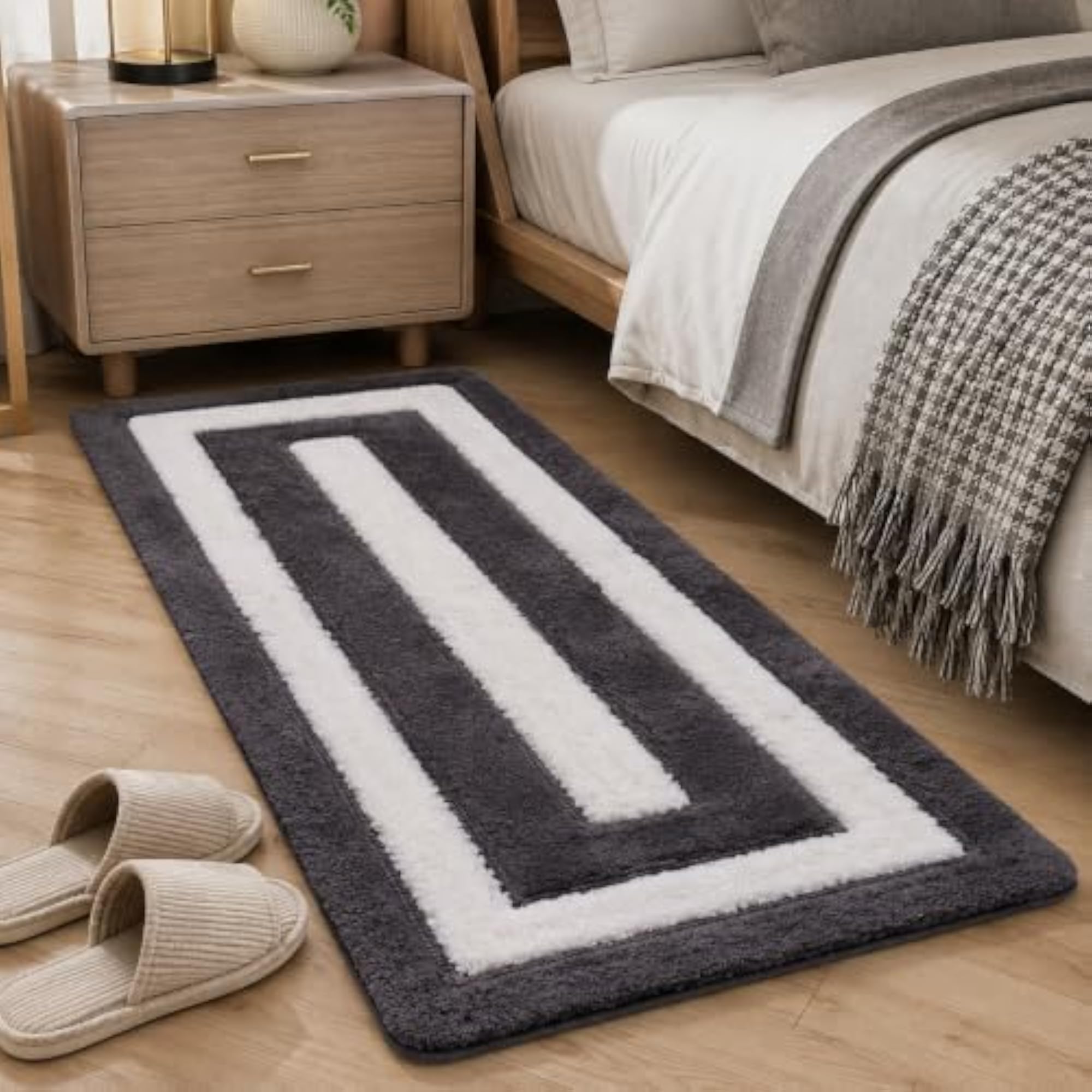 Microfiber Bedside Runner Rug, Anti-Skid Washable