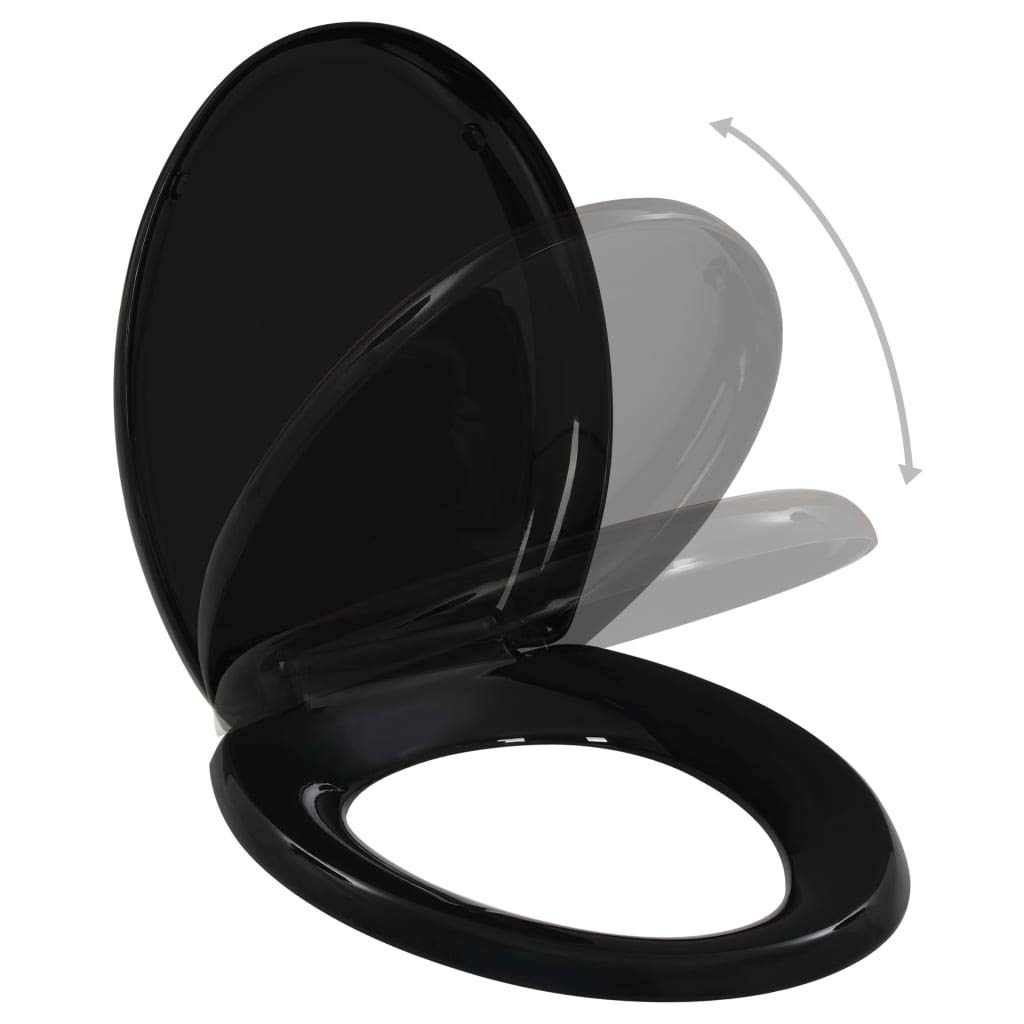 vidaXL Soft-Close Toilet Seat - Durable Polypropylene, Quick Release, Black, Fits Standard WC, Easy Clean for Bathroom