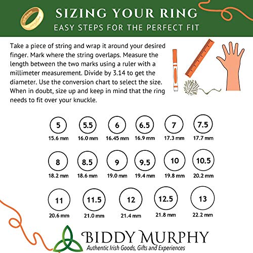 Biddy Murphy Men's Irish Claddagh 925 Sterling Silver Wedding Ring 1/4" Band, Traditional Celtic Jewelry Made In Ireland & Crafted by Irish Artisan Jewelers Co. Wicklow4