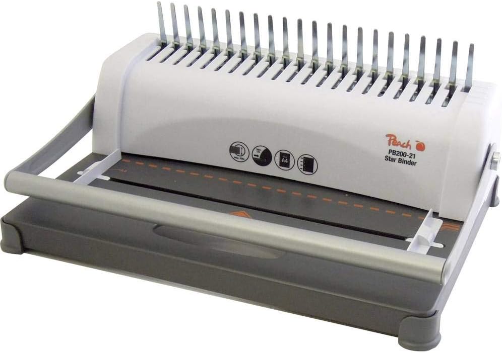 Peach PB200-30 Plastic Binding Device | Star Binder Pro - DIN A4 | Price/Performance Winner | Binds 350 Sheets | Max. 38 mm Binding Spine, 12 Sheets Punching Capacity, incl. 15-Piece Starter Set