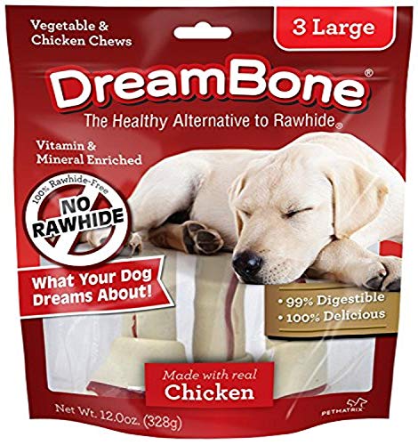 DreamBone Large Chews With Real Chicken, Rawhide-Free Chews For Dogs, Treat Your Dog to a Rawhide Free Chew, 3 Count