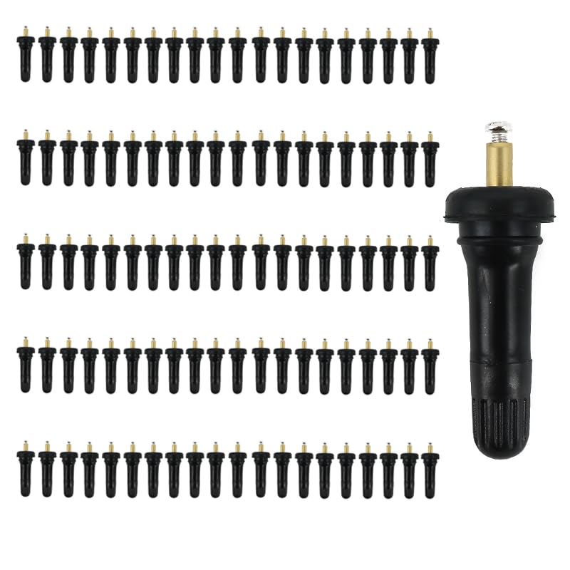 Lot de 100 tiges de valve de capteur de pression des pneus TPMS 17-20008 compatibles avec Ford Chevrolet Dodge Chrysle Buick Ram Cadillac Pontiac Subaru Lincoln