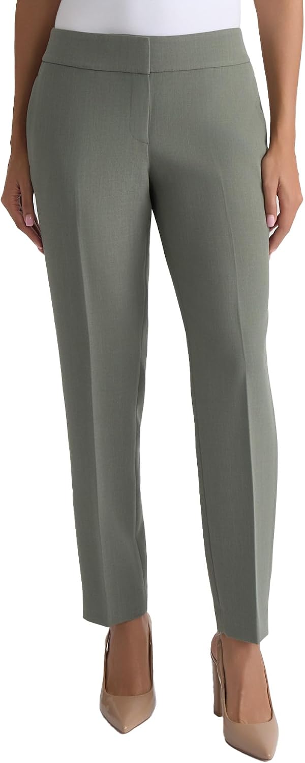 Kasper Women's Slim Straight Leg Stretch Crepe Pants