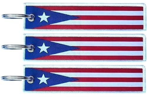 JAVD Puerto Rico Flag Keychain Tag with Key Ring (3