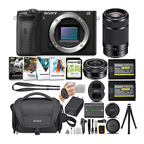Sony Alpha a6600 APS-C Mirrorless ILC Bundle with 16-50mm and 55-210mm Lenses (9 Items)