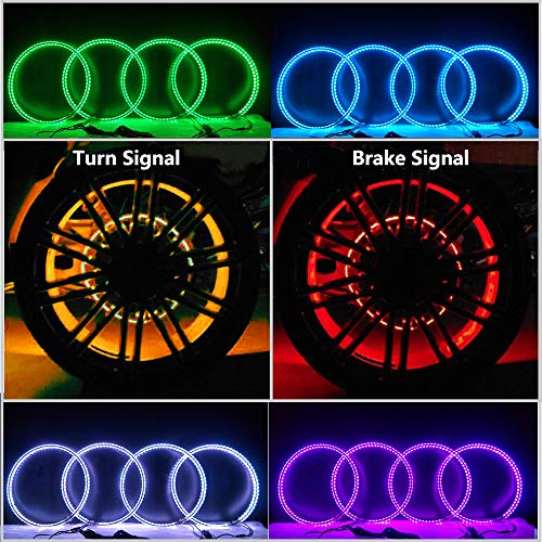 17inch Double Row Wheel Ring Light Kit w/Turn Signal and Braking Functionand Can Controlled by Remote and app Simultaneously with Lock Function