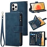 RANYOK Wallet Case Compatible iPhone 12 Pro Max (6.7 inch), Premium PU Leather Zipper Flip RFID Bloc