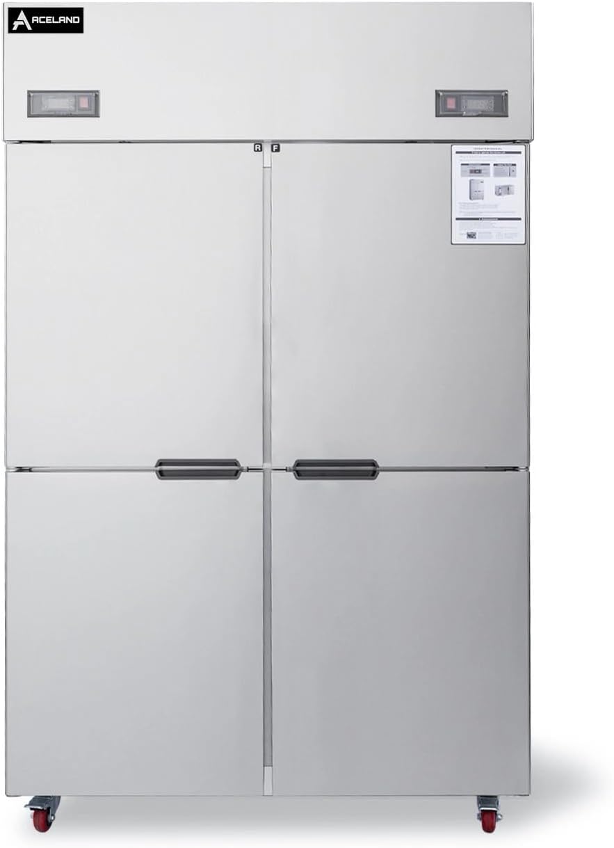 ARF-128 4-Door 48” Stainless Steel Reach In Upright Refrigerator Freezer Combo 33 Cu. Ft. (48" W Refrigerator & Freezer Combo 4-Door)