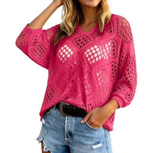 T-shirt dolman femme col en V en maille légère