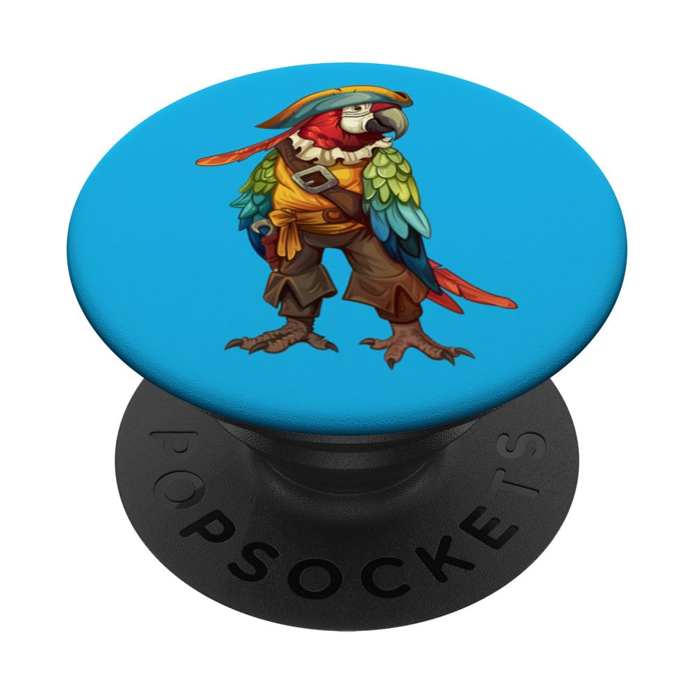 Funny Parrot Pirate Parrot - Parrot Dressed As A Pirate PopSockets Swappable PopGrip, Black