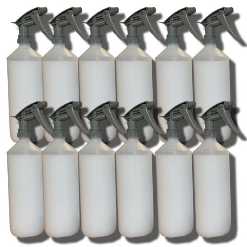 12 x 1 Litre Chemical Resistant Trigger Spray Bottles - Garden, Home & industrial Use