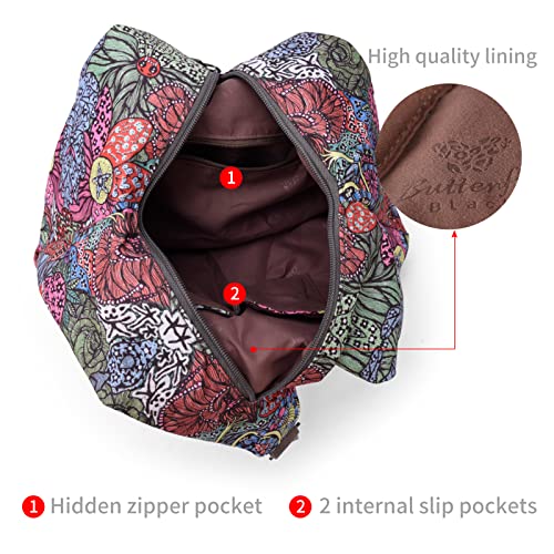 Image of Black Butterfly Floral Small Backpack for Women, Nature Lightweight Daypack