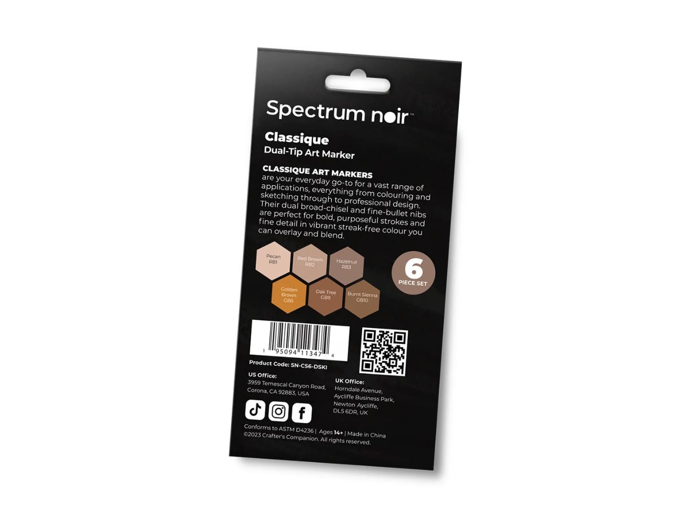 Spectrum Noir Classique Blend Twin Tip Blendable Alcohol Based Marker Set - Pack of 6 - Dark Skintones - Image 2