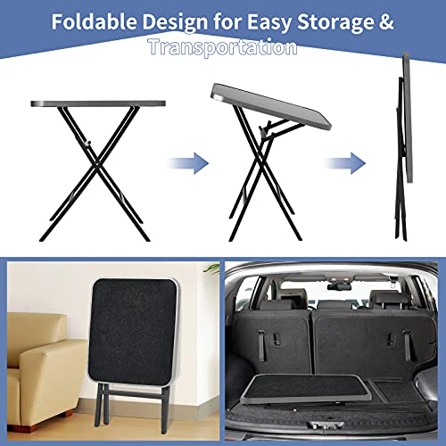 Tangkula Patio Folding Square Dining Table, 27.5 Inch Rustproof Aluminum Coffee Table W/Tempered Glass Tabletop thumb #5