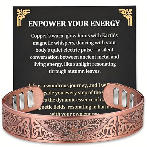 Image of MagEnergy Copper Bracelet for Men, 9X Strength Magnetic Bracelet with 5000 Gauss Magnets, 99.99% Pure Solid Copper, Men's Jewelry Gift