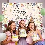 Wildflower Birthday Decorations for Women Girls, Sage Green Dusty Pink Balloon Arch Garland Kit with Floral Happy Birthday Backdrop, 12 Cupcake Toppers, Boho Spring Garden Party Supplies - Image 4