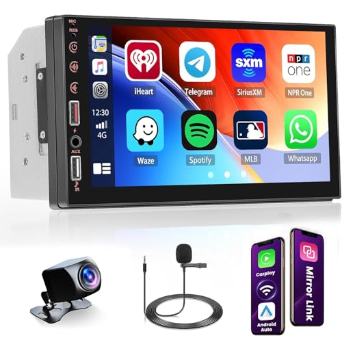Hikity Radio 2 DIN con Bluetooth Manos Libres, 7 Pulgadas Pantalla Táctil Reproductor MP5 con AUX USB EQ FM Radio Controles del Volante Mic Camara Trasera