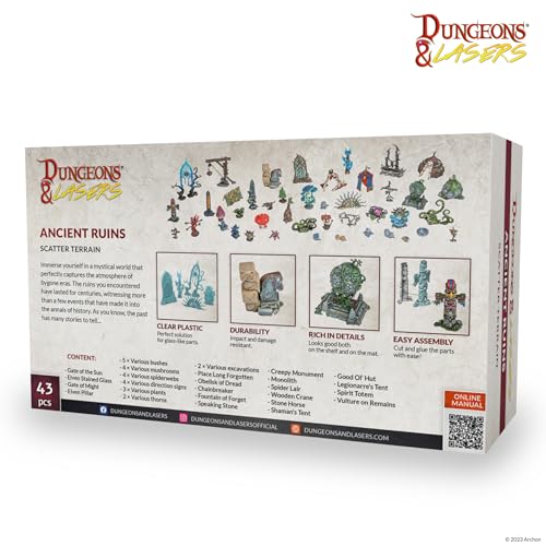 Dungeons & Lasers - Ancient Ruins Scatter Terrain - 43-Piece Modular Design - RPG Playing Field for DND and 5E Compatible Table Games - Suitable for Figures in Scale 28/32 mm - Unpainted and - Image 3