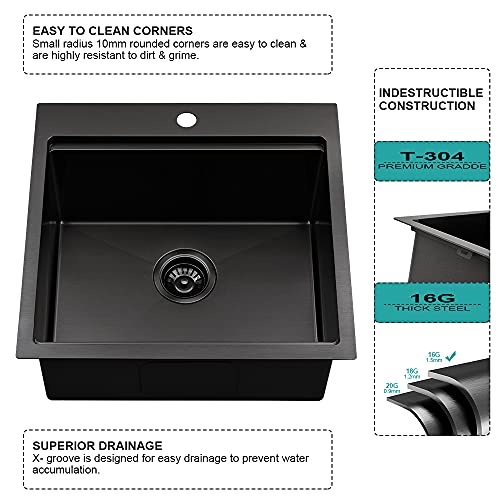 21 Black Bar Sink Drop In Kitchen Sink - Ianomla 21 X 20 Inch Workstation Drop-In Topmount Black Stainless Steel Bar Prep Rv Sink 16 Gauge Matte Black Stainless Steel Kitchen Sink With Cutting Board #TOP6