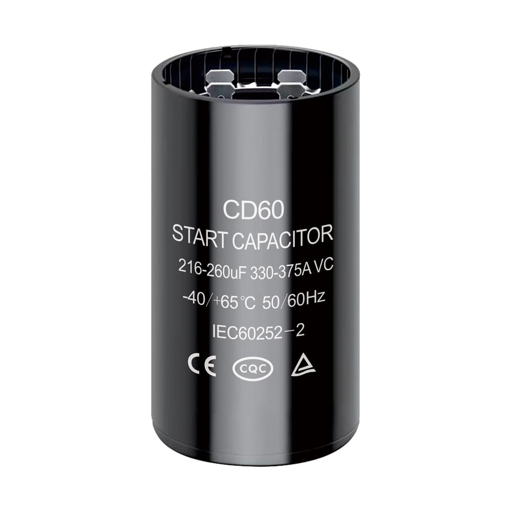 216-260 uf/MFD CD60 Round Start Capacitor ±20% 50/60 Hz 330-375 VAC Round Motor Well Pump Start Capacitor (216-260 uf/MFD, 1)