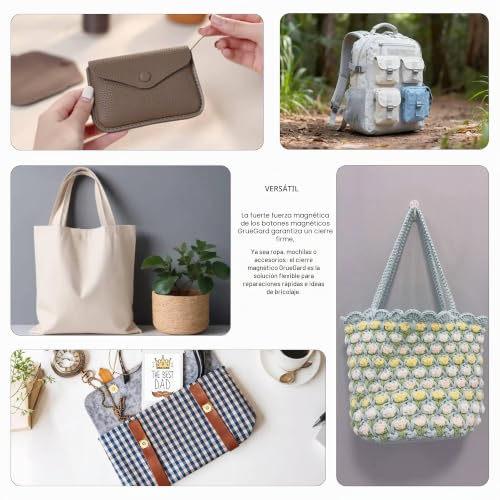 Miniatura 4 de Gruegard Botones Magnéticos, Botones De Presión Para Coser, Cierre Magnético Bolso Ropa, Botón De Presión Magnético Costura Diy, Imanes Para Coser Bolsos, Carteras, Chaquetas Silver, 14mm 12