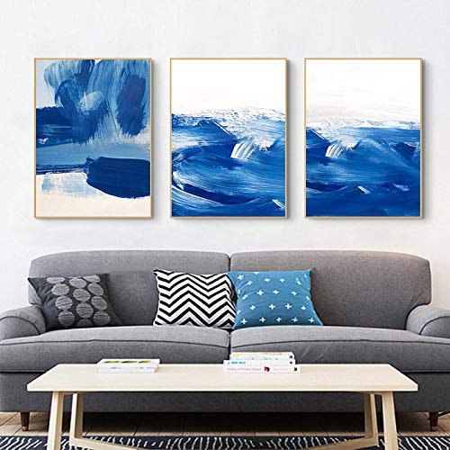Affiche Bleu Graffiti Abstrait Toile Moderne Décoration Murale Salon 40x60cm