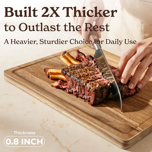 image for SMIRLY Wood Cutting Boards For Kitchen Meal Prep & Serving, Bamboo Cut