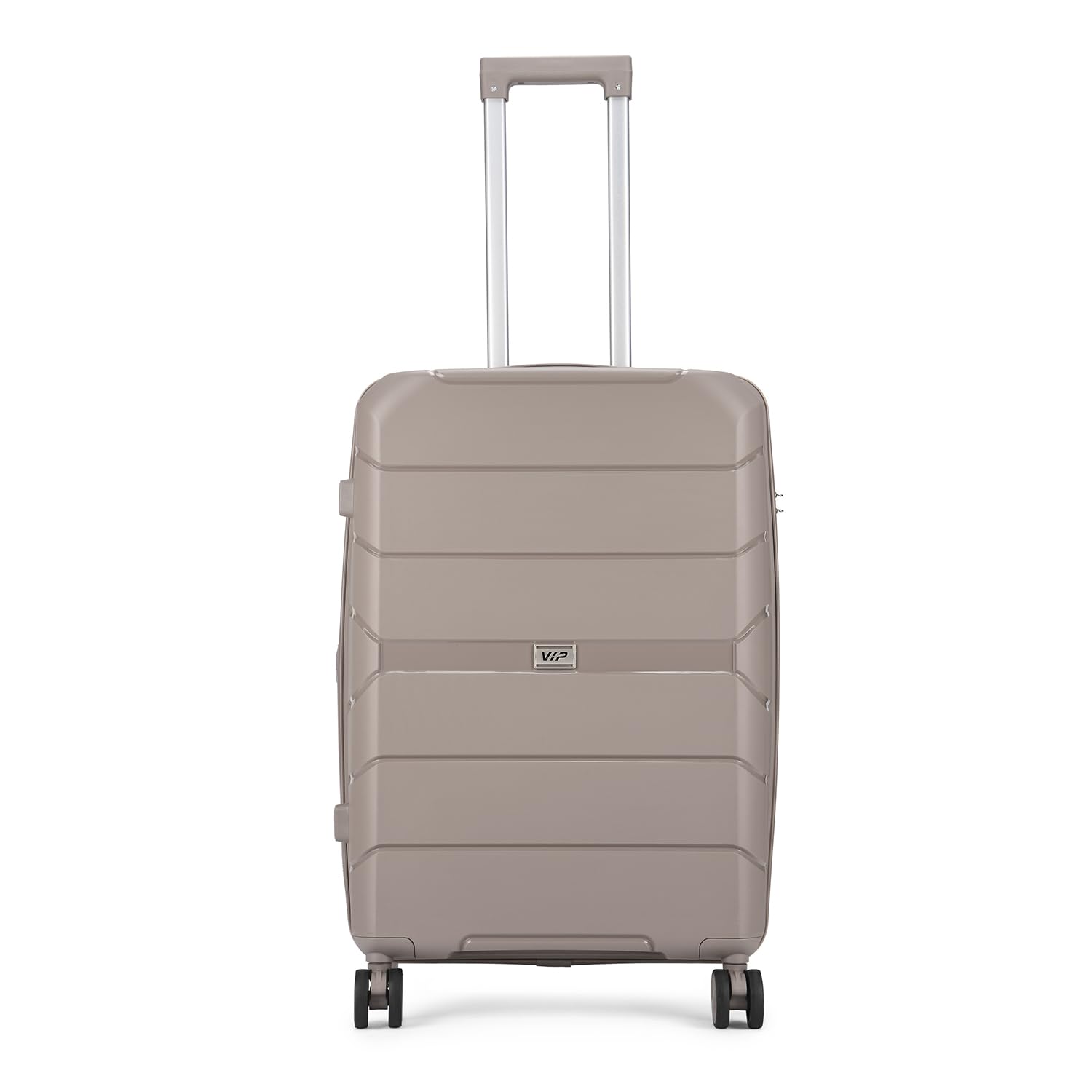 Pristine Hardsided 8 Wheel Polypropylene (PP) Spinner Suitcase With Large Expander,Combination Lock And 5 Years International Warranty (Brown, Medium), 60 Cm