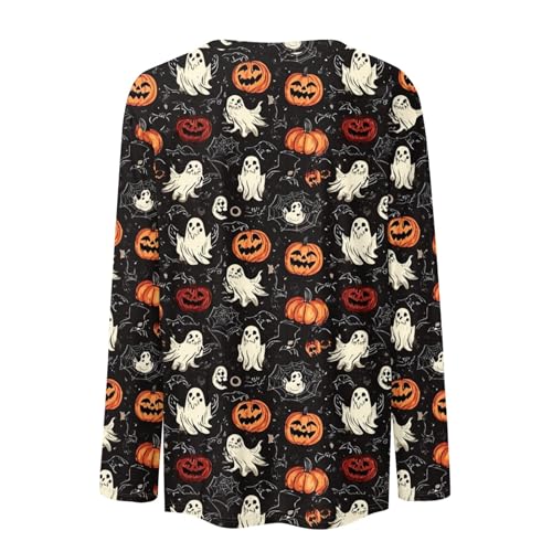 Halloween Shirts for Women Long Sleeve Plus Size Fashion Crewneck Comfortable Tshirts Halloween Costumes for Women