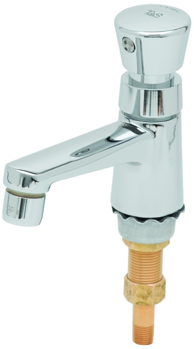 T&S Brass B-0712-VF05 Kendinden Kapanan Ölçme Özellikli Eşik Musluğu, 1/2 İnç Npsm Erkek Şaft ve 0,5 Gpm Çıkış