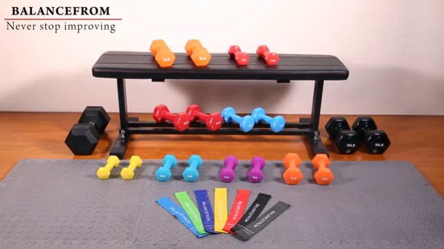 BalanceFrom Colored Neoprene Coated Dumbbell Set with Stand - Image 8