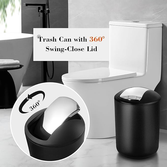 Juego de accesorios de baño negro, 23 piezas de accesorios de baño completo con alfombrilla de bañera, juego de cortina de ducha con ganchos, dispensador de jabón, soporte para cepillos de 7