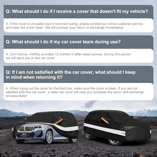 Image of 10 Layers SUV Car Cover Custom Fit for BMW X1 (2009-2026) E84, F48, F49, U11, Waterproof All Weather for Automobiles, Outdoor Full Cover Sun Dust Rain Protection with Cotton. Black