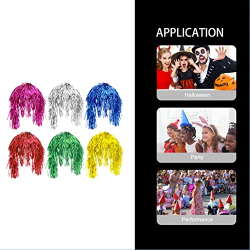 BESPORTBLE 6pcs Foil Tinsel Wig for Girl Creative Hair Wig for Festival Glitter Christmas, Assorted Color, 30x23cm - Image 4