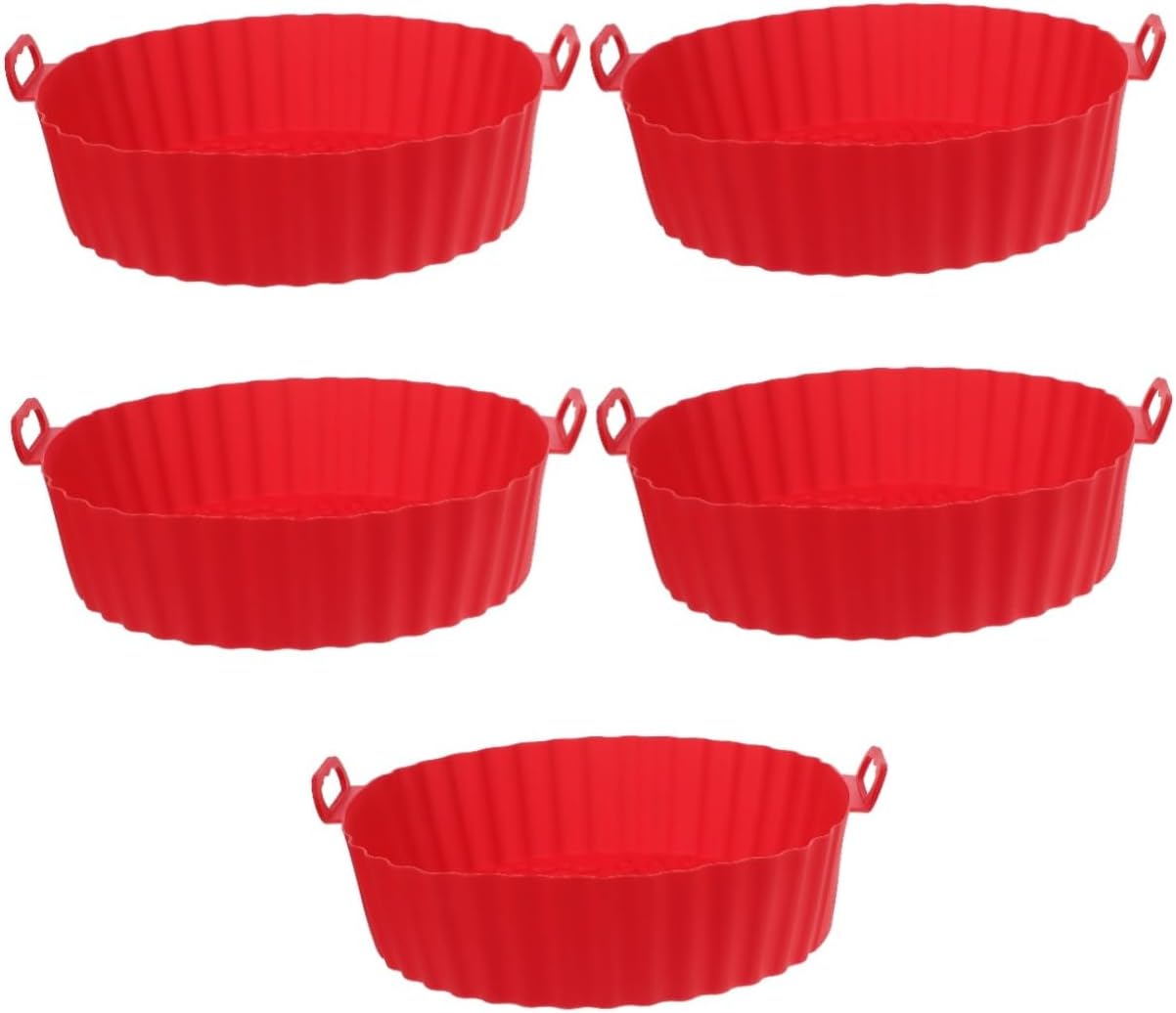 5pcs Air Fryer Liner Reusable Silicone Air Fryer Bowl Protective Liner for Airfryer Oven Heat Resistant Pad