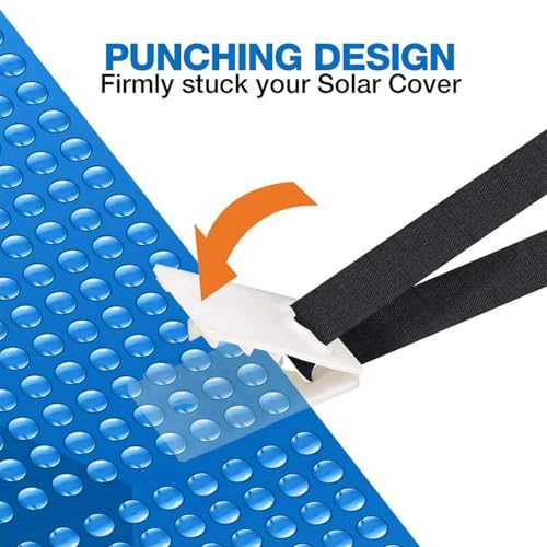 CHENBOOW Pool Aufroller Aufrollvorrichtung Fahrbar Solarfolie,10 Stück Befestigungsbänder und Klammern,Haltebänder für Poolfolie,Befestigungsband für Pool-Aufroller,für Schwimmbecken