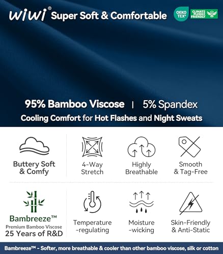 Image of WiWi Viscose from Bamboo Women's Pajamas Set Super Soft Button Down Top and Pants Sleepwear Cooling Pjs S-3X