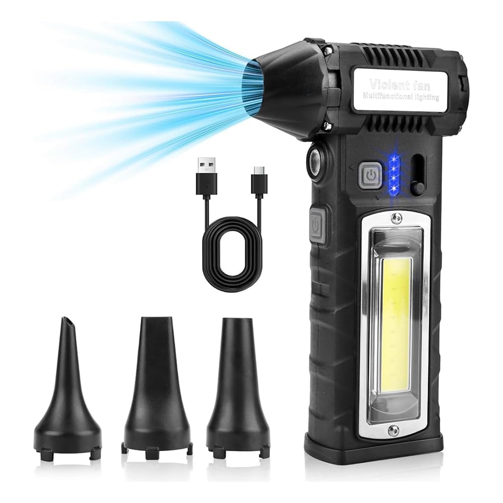 Teuypty Compressed Air Duster, 130000RPM Electric Air Duster with LED Light, Cordless Air Blower for PC, Keyboard, Car, Home