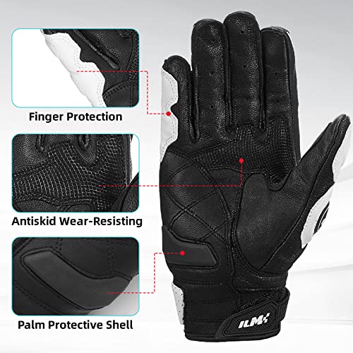 Ilm Air Flow Leather Motorcycle Gloves Touchscreen For Men And Women Model-Grc01 (Xl, White) #TOP2