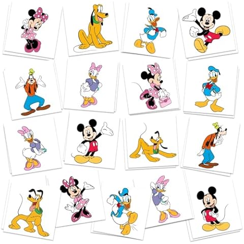 Mouse Birthday Party Supplies, 34Pcs Temporary Tattoos Party Favors, Removable Tattoo Stickers for Goody Bag Treat Bag Stuff for Mickey Birthday Party Decoration Cover