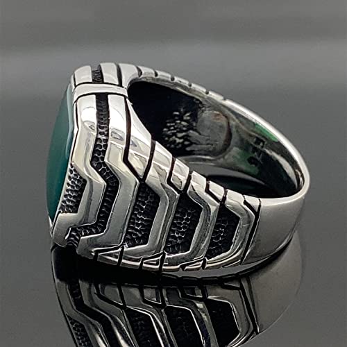 Man Emerald Stone Ring, Square Green Stone Ring, Mens Handmade Ottoman Ring, Ottoman Style Men Ring, 925K Sterling Silver Ring #TOP4