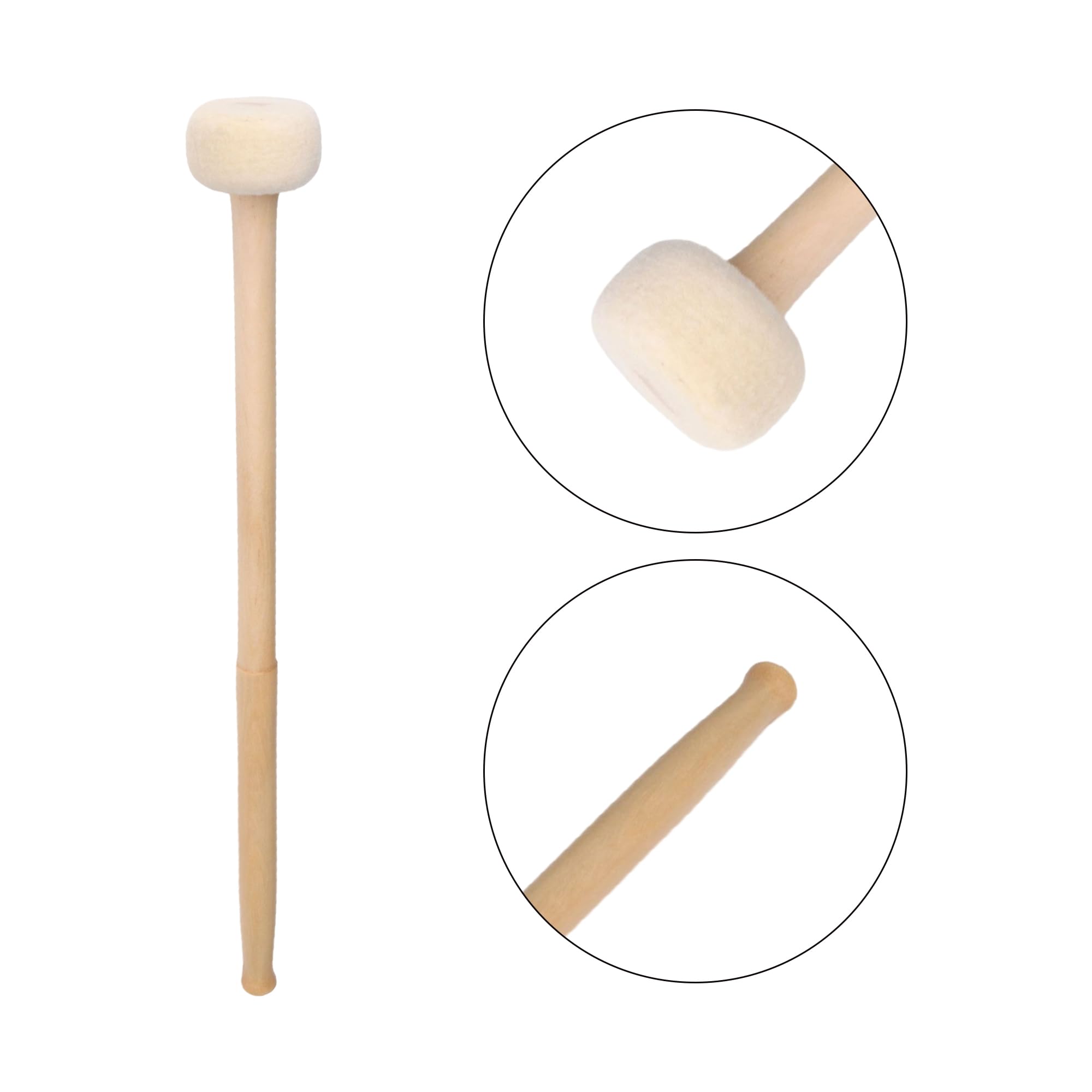 Yibuy Juego de 10 mazos de madera para timbales de percusión con cabeza de fieltro para bombo