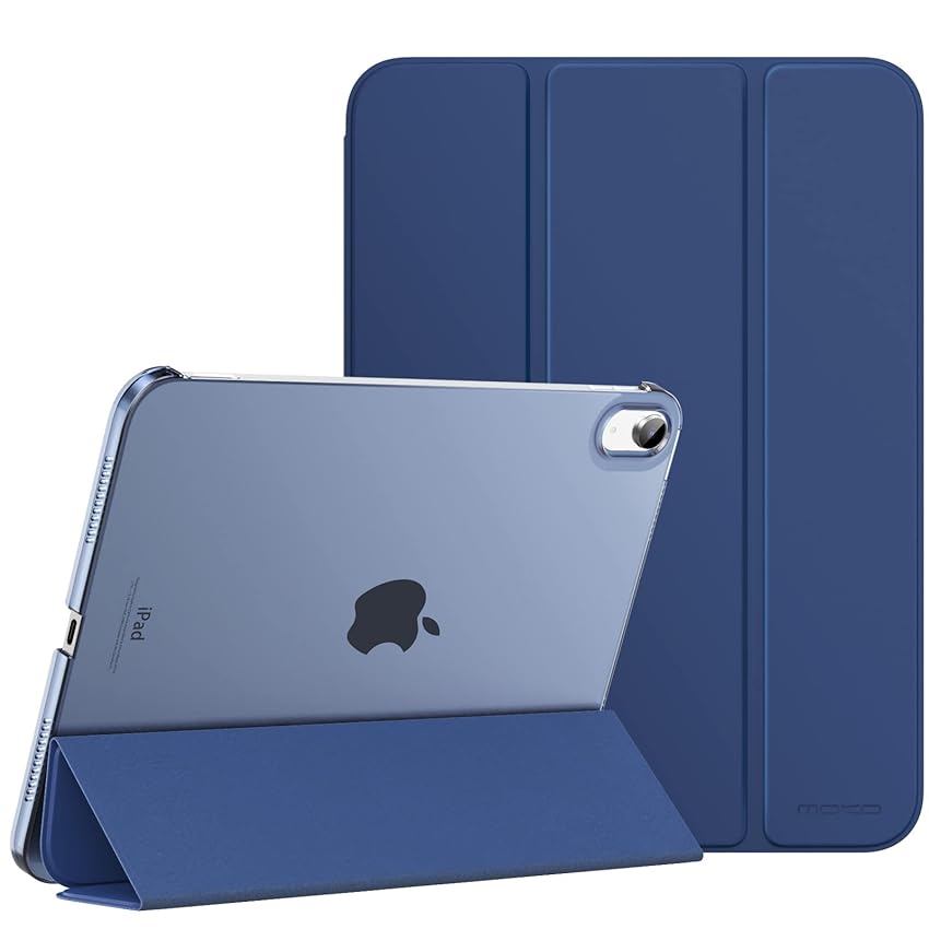 MoKo Cover Custodia iPad (A16) 11a Generazione 2025 Pad 10a Generazione 2022, Cover Custodia Protettiva per Supporto Ultrasottile con Copertura Posteriore Traslucida in PC Rigido, Blu Marino