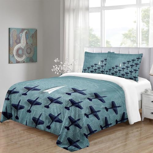 Housse de couette avion en papier 3D microfibre premium parure 3 pièces - 5