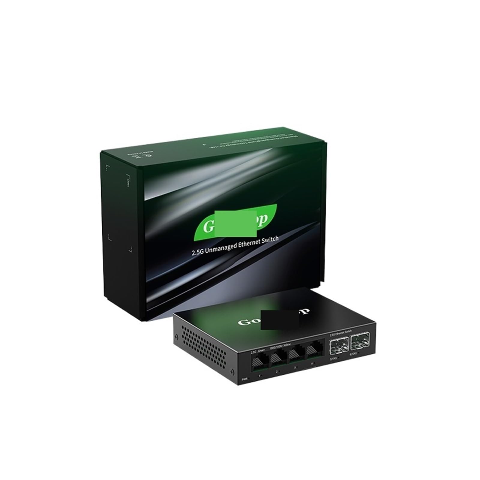 Commutateur 2,5 GbE 4 ports 2,5 G RJ45 avec 2 ports 10 G SFP+ sans ventilateur Plug and Play non géré Commutateur réseau de bureau mural (adaptateur britannique)