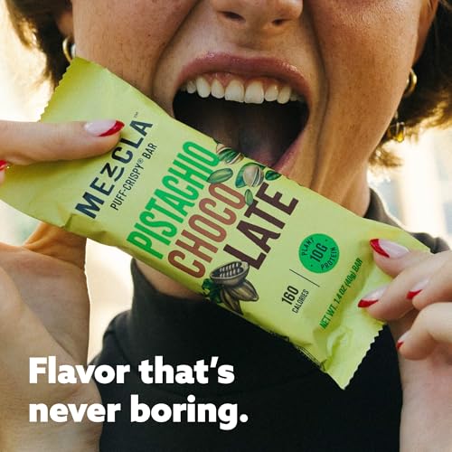 Mezcla Puff Crispy Protein Bars, Gluten Free & Vegan Protein Bars, 10g Protein, Alt for Crispy Rice Treat, Granola Bars & Breakfast Bars, Healthy Snacks for Adults, Pistachio Chocolate, 1 Count - image 8