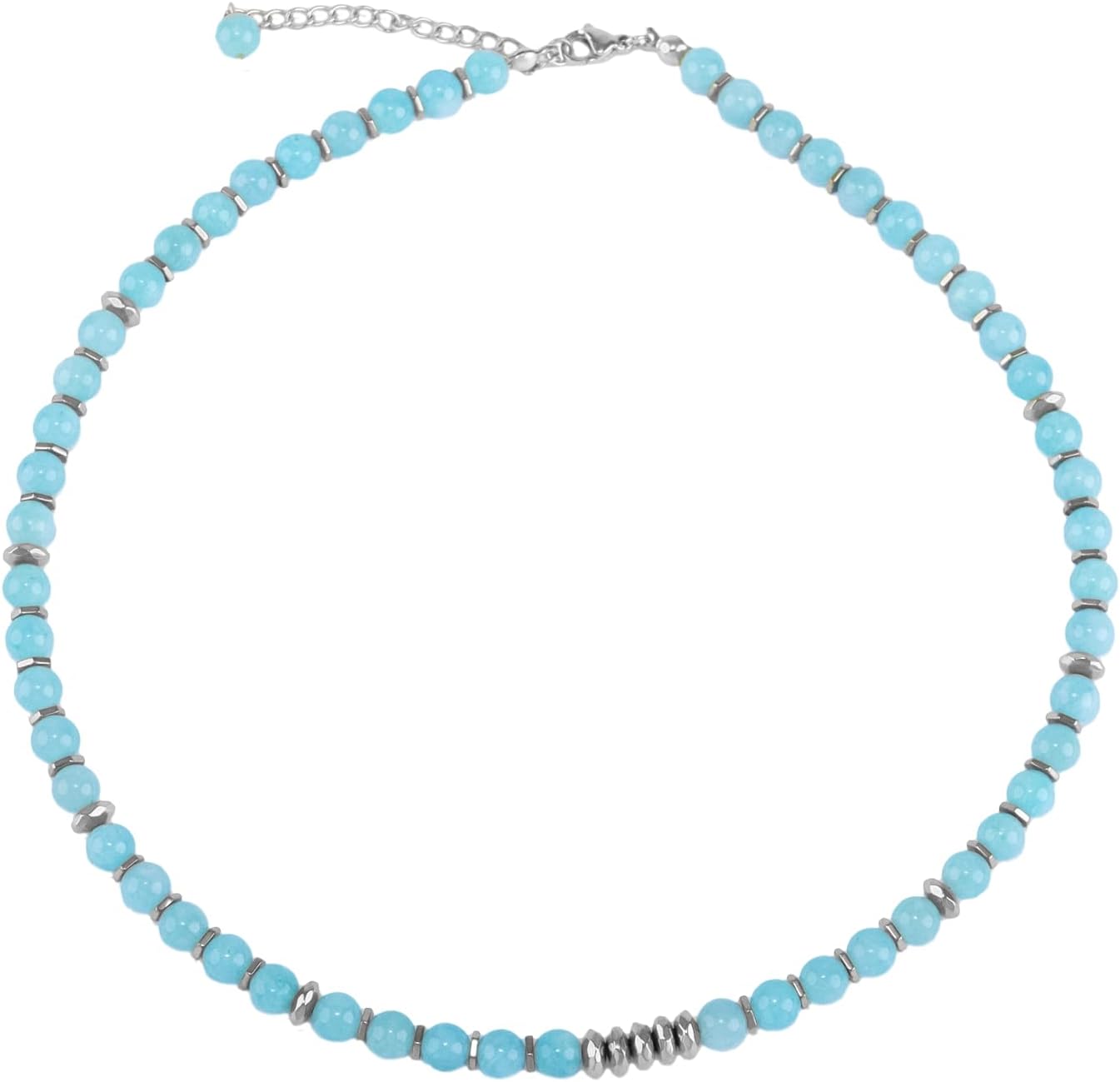 Sol N Touch Moments N Touch Series - Natural Gemstone Necklaces and Bracelets for Women - Round Bead-Cut Smooth Cute Necklaces Gifts for Women & Teens - Steel Jewelry Wire Cable